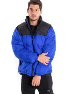 Giubbotto Uomo Bomber Bicolore Nero Blu Royal Puffer Imbottito GIOSAL-G2911A