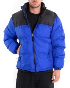 Giubbotto Uomo Bomber Bicolore Nero Blu Royal Puffer Imbottito GIOSAL-G2911A