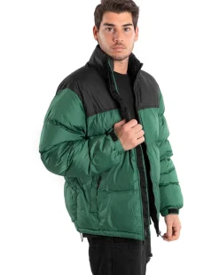 Giubbotto Uomo Bomber Bicolore Nero Verde Puffer Imbottito GIOSAL-G2910A