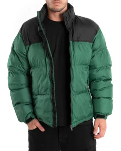 Giubbotto Uomo Bomber Bicolore Nero Verde Puffer Imbottito GIOSAL-G2910A