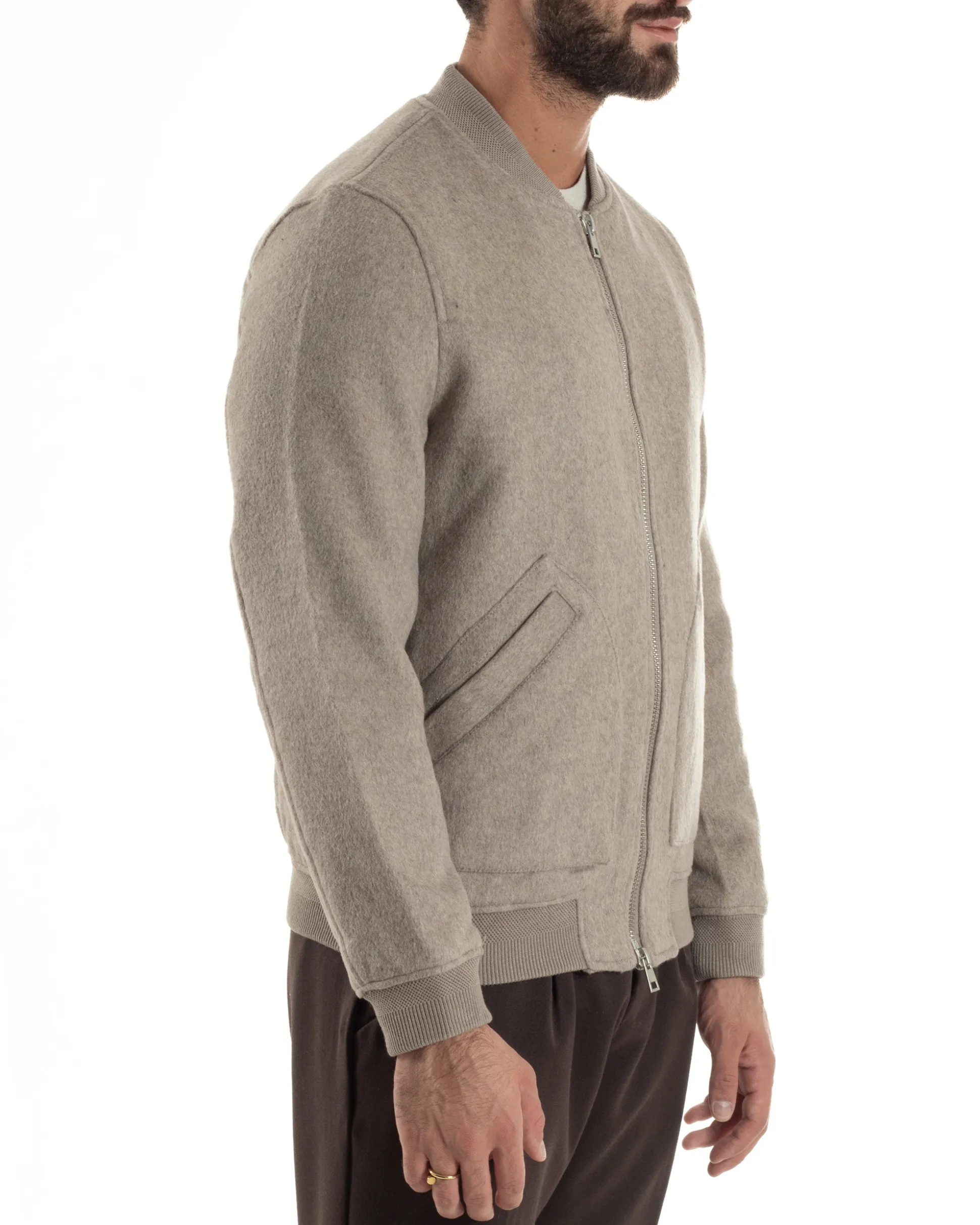 Giubbotto Uomo Bomber Camoscio College Beige G3361A