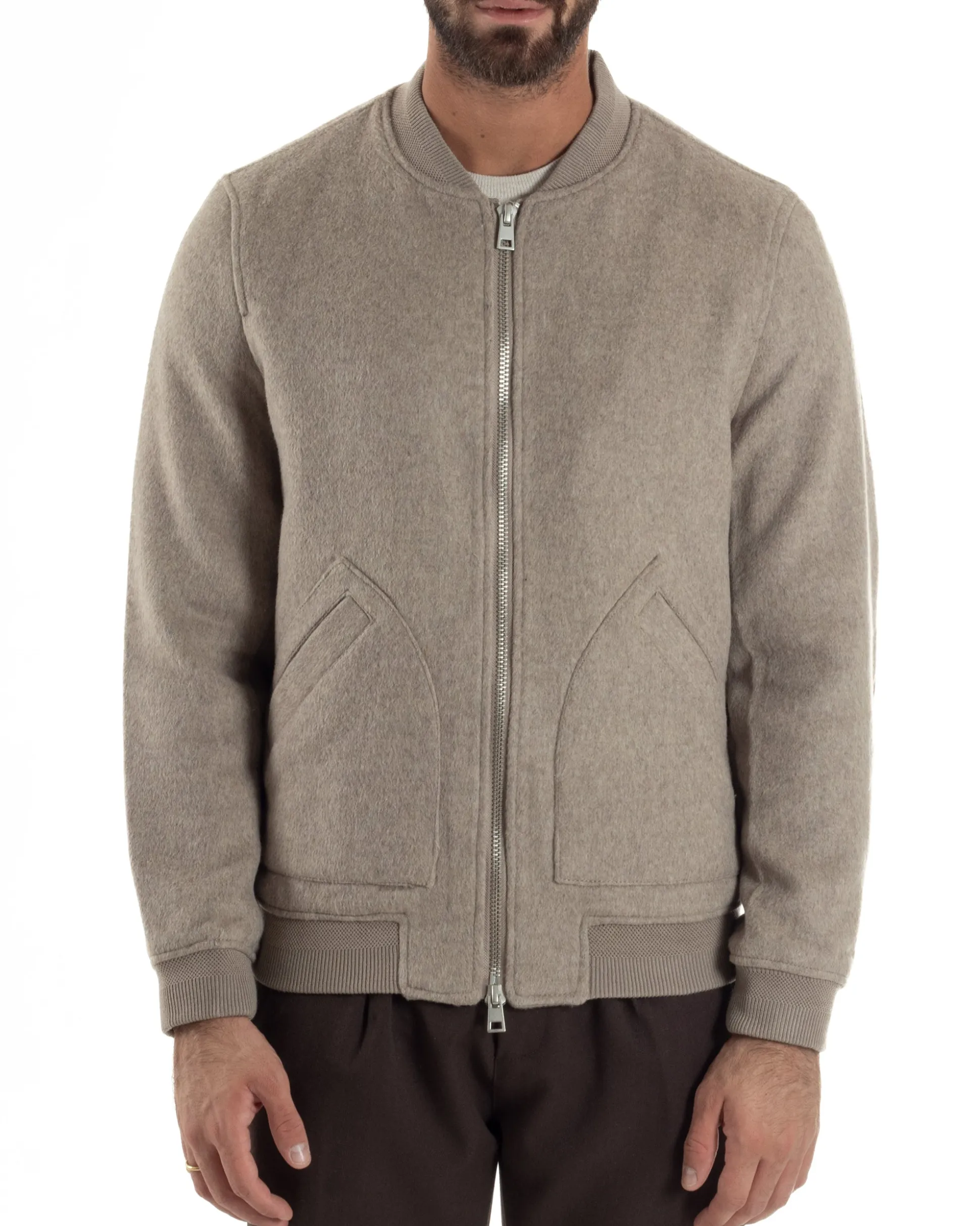 Giubbotto Uomo Bomber Camoscio College Beige G3361A