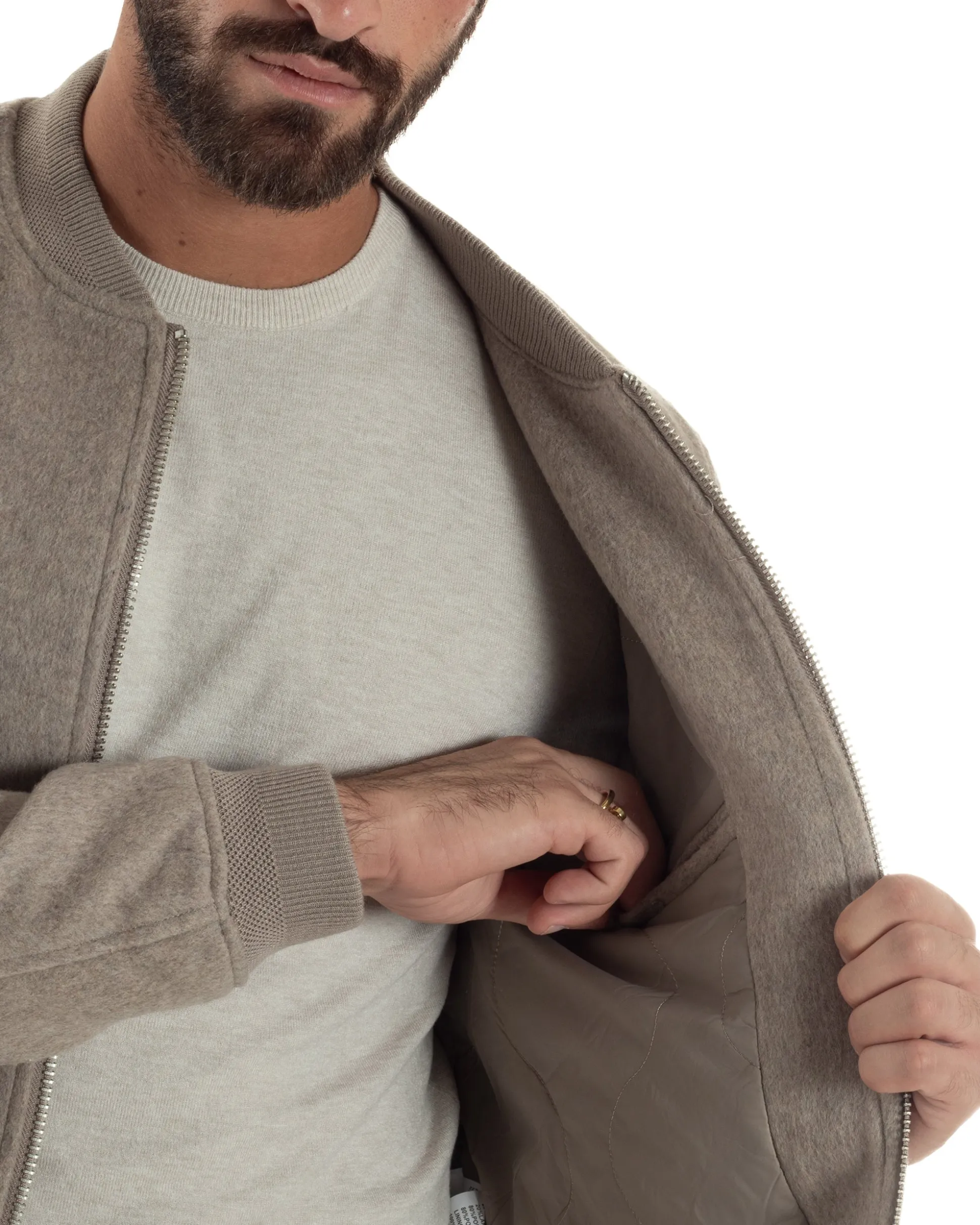 Giubbotto Uomo Bomber Camoscio College Beige G3361A