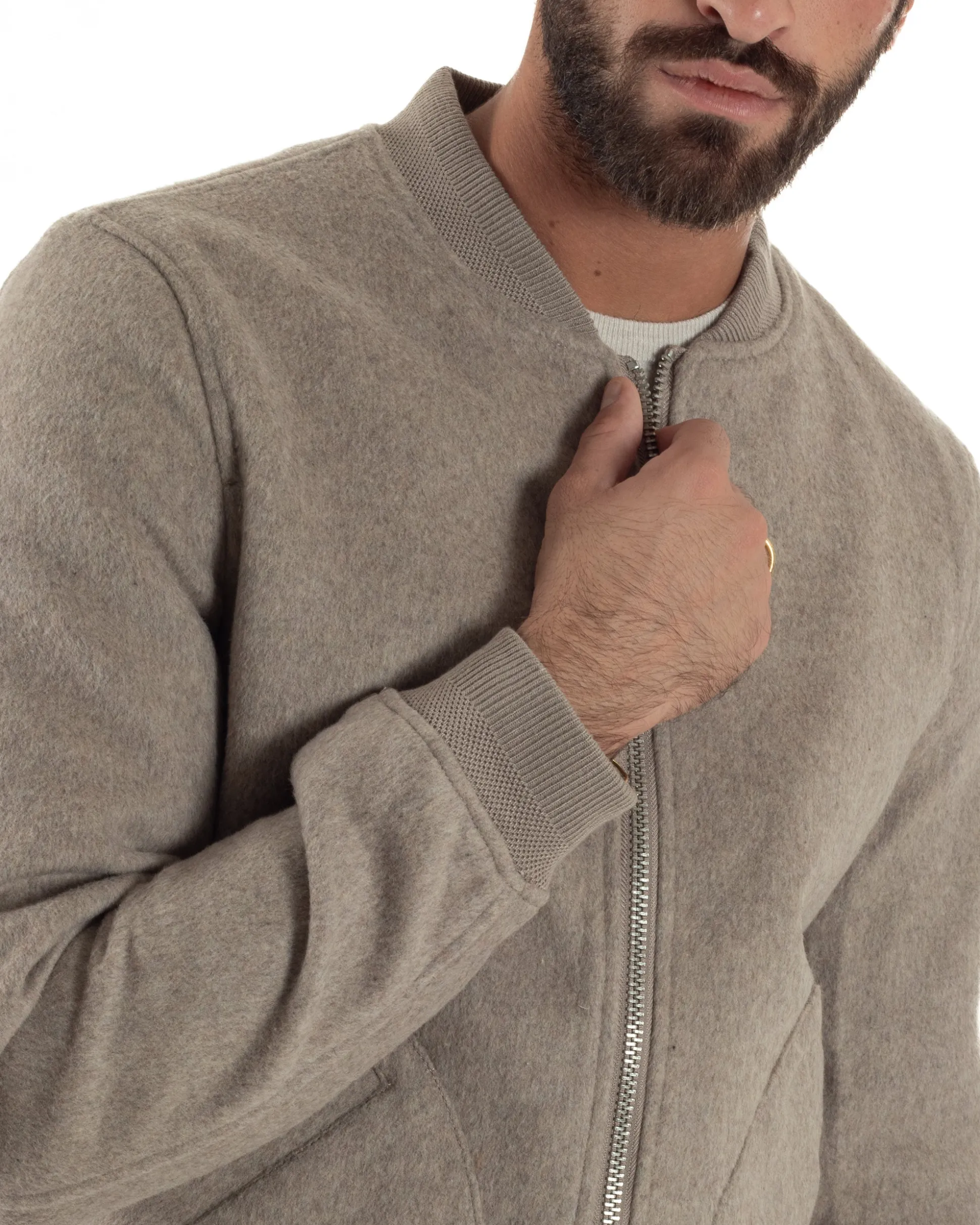 Giubbotto Uomo Bomber Camoscio College Beige G3361A