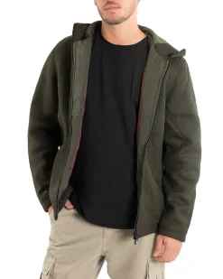 Giubbotto Uomo Bomber Cappuccio Tessuto Tecnico Verde Casual GIOSAL-G2886A