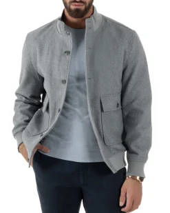Giubbotto Uomo Bomber Giacca College Panno Bottoni Grigio G3382A