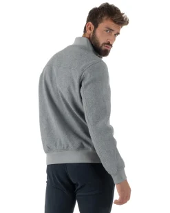 Giubbotto Uomo Bomber Giacca College Panno Bottoni Grigio G3382A