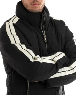 Giubbotto Uomo Bomber Imbottito Puffer Casual Tinta Unita Nero GIOSAL-G3084A
