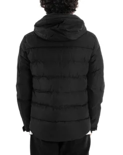 Giubbotto Uomo Bomber Nero Tasche Cappuccio Casual Imbottito GIOSAL-G3004A