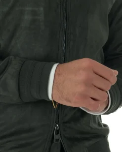 Giubbotto uomo camoscio giacca colletto zip verde GIOSAL-G3393A