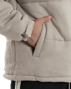 Giubbotto Uomo Camoscio Trapuntato Imbottito Bomber Morbido Con Collo e Zip Giacca Calda Regular Fit Casual Beige GIOSAL-G3257A