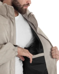 Giubbotto Uomo Camoscio Trapuntato Imbottito Bomber Morbido Con Collo e Zip Giacca Calda Regular Fit Casual Beige GIOSAL-G3257A