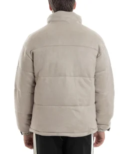 Giubbotto Uomo Camoscio Trapuntato Imbottito Bomber Morbido Con Collo e Zip Giacca Calda Regular Fit Casual Beige GIOSAL-G3257A