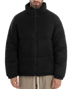 Giubbotto Uomo Camoscio Trapuntato Imbottito Bomber Morbido Con Collo e Zip Giacca Calda Regular Fit Casual Nero GIOSAL-G3256A