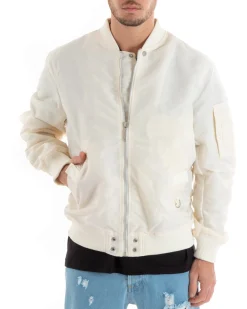Giubbotto Uomo Casual College Bomber Panna Puffer imbottito GIOSAL-G3041A