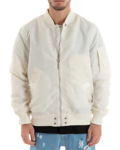 Giubbotto Uomo Casual College Bomber Panna Puffer imbottito GIOSAL-G3041A