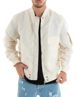 Giubbotto Uomo Casual College Bomber Panna Puffer imbottito GIOSAL-G3041A