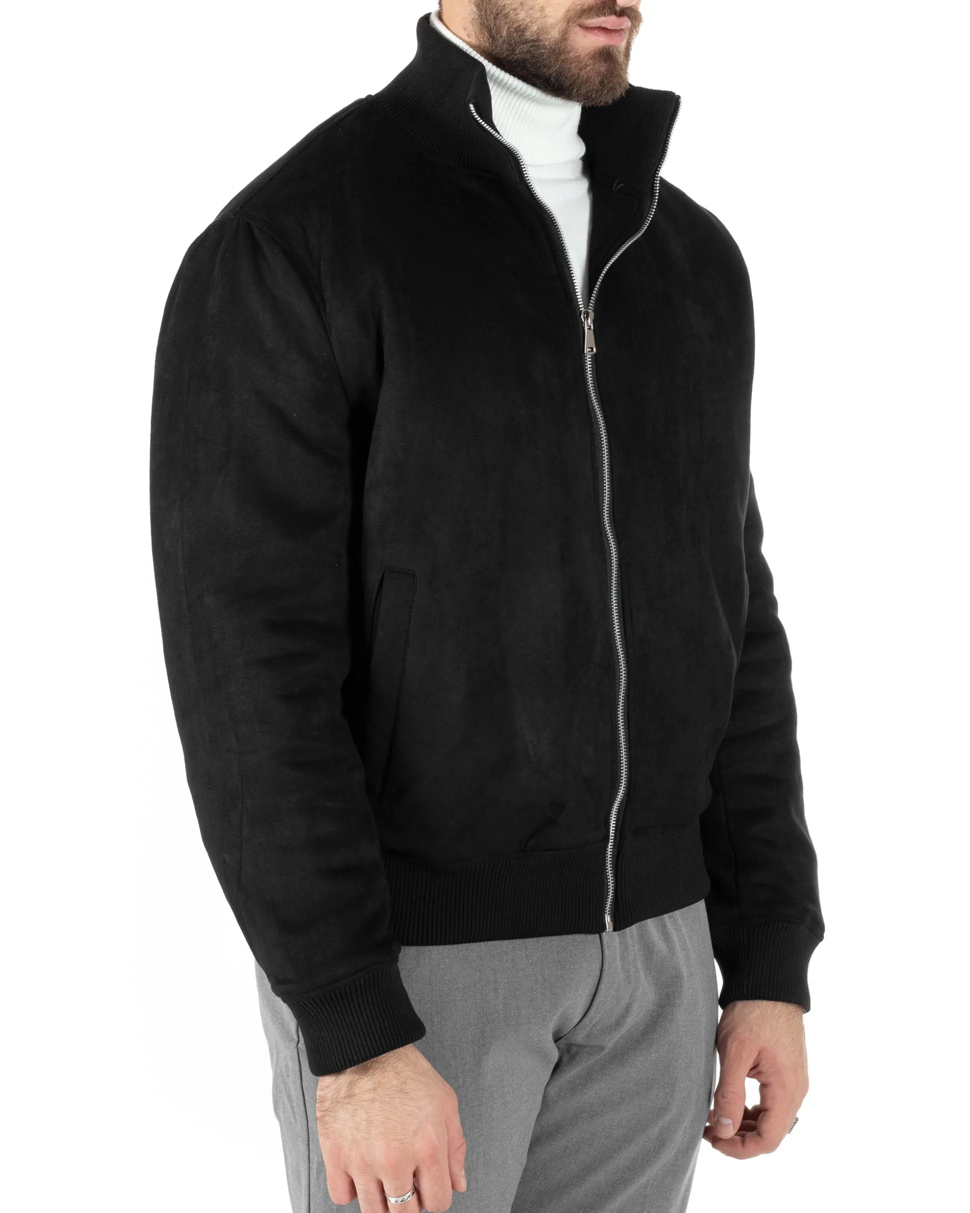 Giubbotto Uomo College Camoscio Basic Nero G3147A