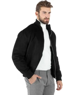 Giubbotto Uomo College Camoscio Basic Nero G3147A