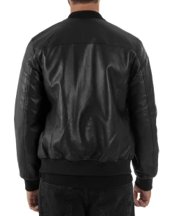 Giubbotto Uomo College Ecopelle Vintage Biker Basic Imbottito Nero G3337A