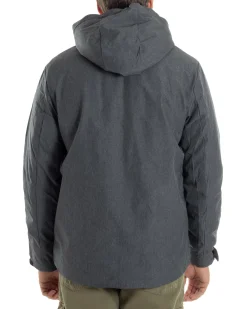 Giubbotto Uomo Con Cappuccio Tessuto Tecnico Giacca Imbottita Calda Tinta Unita Casual Nero Melangiato GIOSAL-G3277A