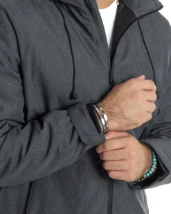 Giubbotto Uomo Con Cappuccio Tessuto Tecnico Giacca Imbottita Calda Tinta Unita Casual Nero Melangiato GIOSAL-G3277A