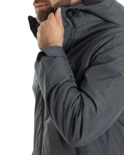 Giubbotto Uomo Con Cappuccio Tessuto Tecnico Giacca Imbottita Calda Tinta Unita Casual Nero Melangiato GIOSAL-G3277A
