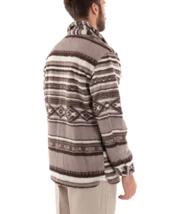 Giubbotto Uomo Con Colletto Camicia Calda Camicione Fantasia Etnica Beige GIOSAL-G2921A