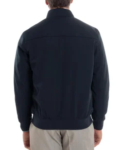Giubbotto uomo giacca college bottoni tessuto tecnico bomber imbottito caldo tasche blu GIOSAL-G3273A