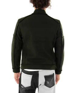 Giubbotto Uomo Giacca College Camoscio Tinta Unita Verde Casual GIOSAL-G2671A