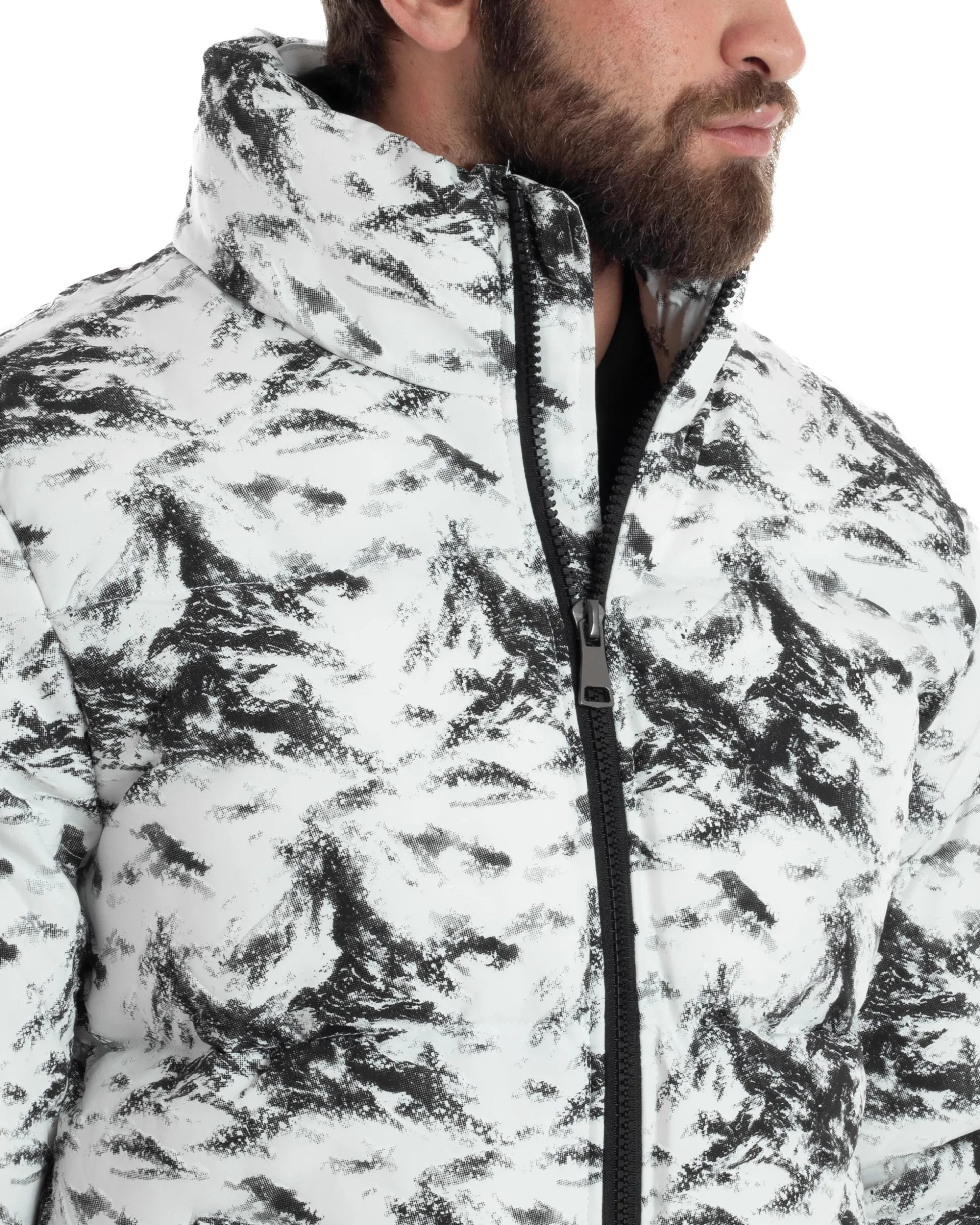 Giubbotto Uomo Mimetico Trapuntato Imbottito Bomber Marmorizzato Giacca Camouflage Bicolore Bianco GIOSAL-G3258A