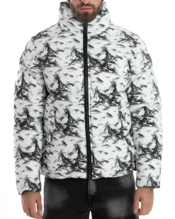 Giubbotto Uomo Mimetico Trapuntato Imbottito Bomber Marmorizzato Giacca Camouflage Bicolore Bianco GIOSAL-G3258A