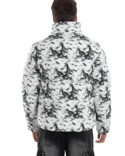 Giubbotto Uomo Mimetico Trapuntato Imbottito Bomber Marmorizzato Giacca Camouflage Bicolore Bianco GIOSAL-G3258A