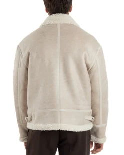 Giubbotto Uomo Montone Ecopelle Giacca College Pelliccia Beige G3359A