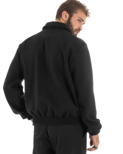 Giubbotto Uomo Panno Caldo Bomber Con Colletto Giacca Con Zip Tinta Unita Nero GIOSAL-G3248A
