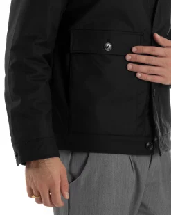Giubbotto Uomo Tessuto Tecnico Impermeabile Giacca Basic Nero G3353A