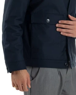 Giubbotto Uomo Tessuto Tecnico Impermeabile Giacca Basic Blu G3352A