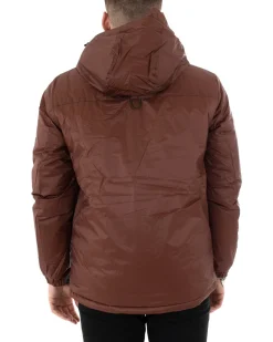 Giubbotto Uomo Tinta Unita Marrone Giacca Cappuccio Casual Zip GIOSAL-G2787A
