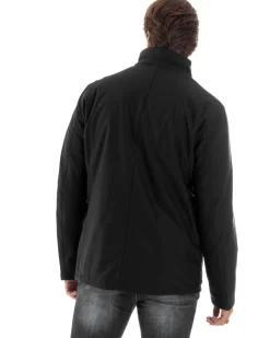 Giubbotto Uomo Trench Antivento Impermeabile Tessuto Tecnico Giacca Trapuntata Giaccone Lungo Imbottito Nero GIOSAL-G3224A