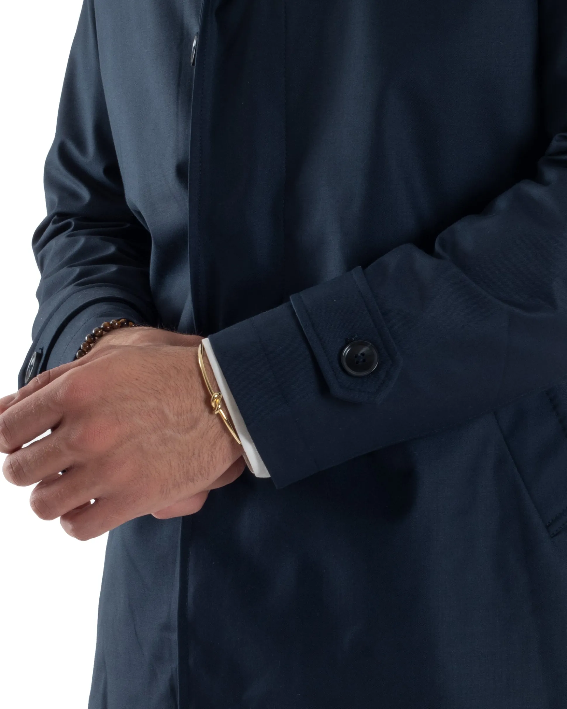 Giubbotto uomo trench leggero giacca impermeabile tessuto tecnico no stiro blu GIOSAL-G3301A