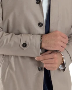 Giubbotto Uomo Trench Leggero Giacca Impermeabile Tessuto Tecnico No Stiro Beige G3302A