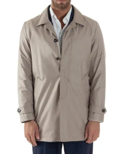 Giubbotto Uomo Trench Leggero Giacca Impermeabile Tessuto Tecnico No Stiro Beige G3302A