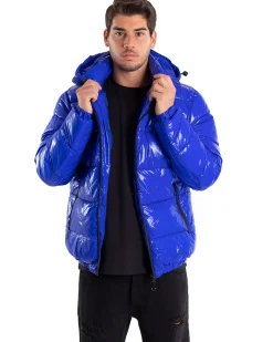Giubbotto Uomo Vernice Oversize Tinta Unita Royal Lucido Casual GIOSAL-G2896A