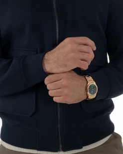 Giubbotto Uomo Zip Colletto Bomber Panno Blu G3381A