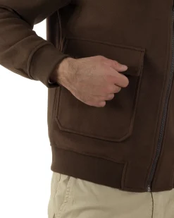 Giubbotto Uomo Zip Colletto Bomber Panno Marrone G3380A