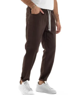 Jeans Jogger Cotone Loose Fit Basic Marrone JS1152A