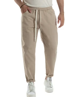 Jeans Jogger Cotone Loose Fit Basic Beige JS1117A