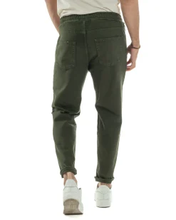 Jeans Jogger Cotone Loose Fit Rotture Verde JS1104A