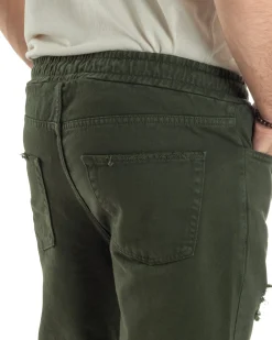 Jeans Jogger Cotone Loose Fit Rotture Verde JS1104A