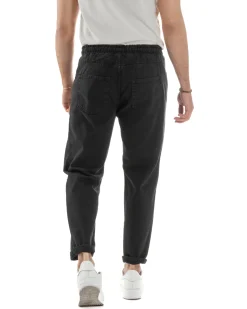 Jeans Jogger Cotone Loose Fit Rotture Nero JS1105A